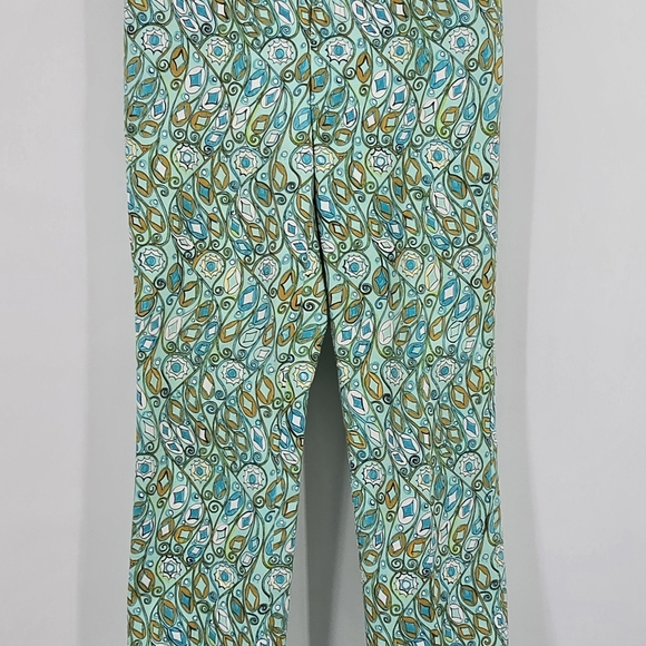 Doncaster Aqua Print Slacks Women's Size 4 - Picture 2 of 6